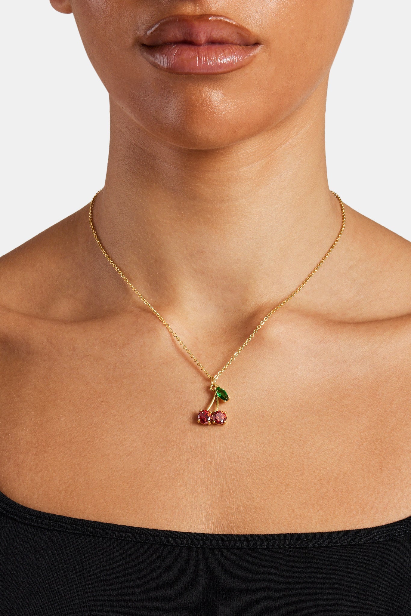 Iced CZ Cherry Necklace - Gold | Womens Necklaces | Shop Pendant