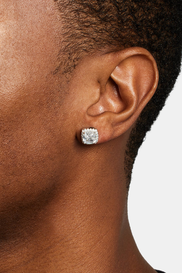 10mm CZ Square Cluster Stud Earrings