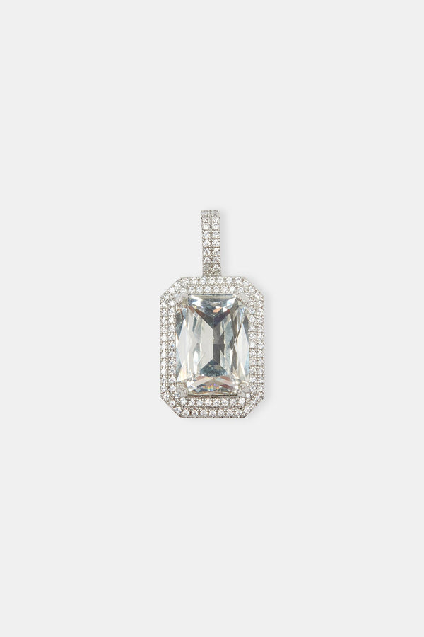 Iced Gemstone Pendant - White