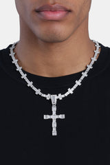 Iced Cross Chain & Pendant - White