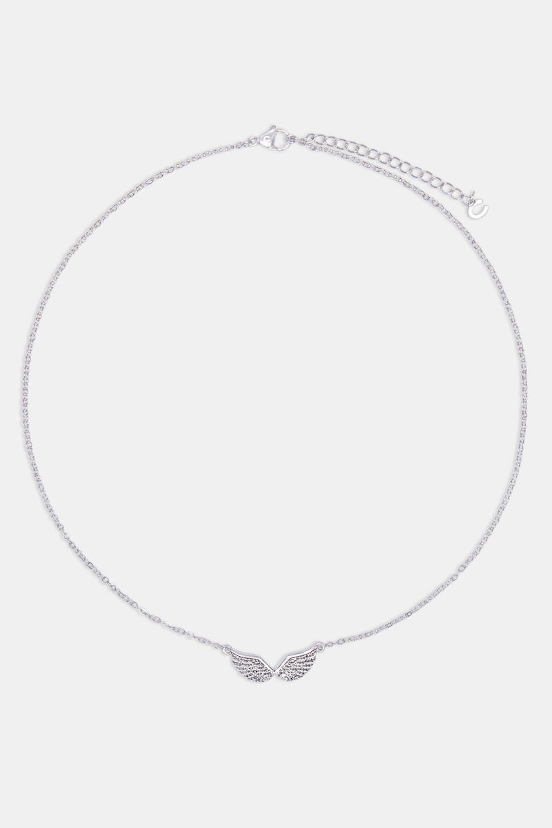 Polished Angel Wings Necklace - White