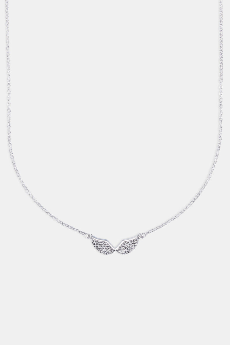 Polished Angel Wings Necklace - White