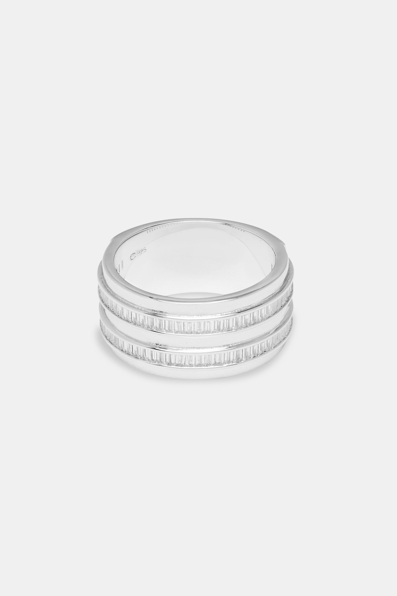 925 5 Row Polished & Baguette Ring