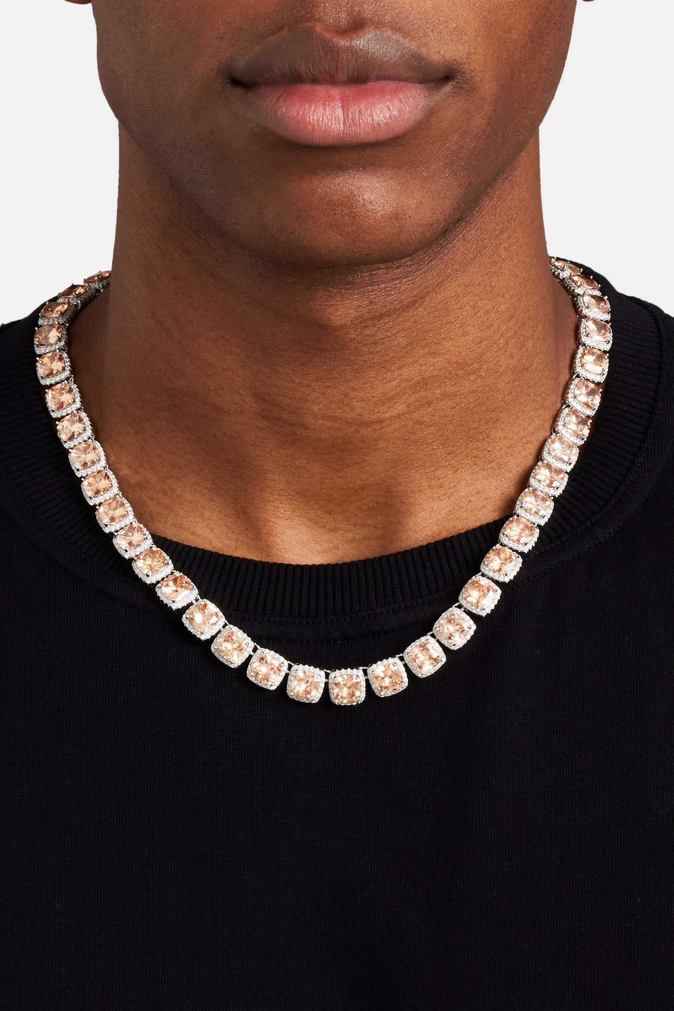 Square Scale Chain 10mm Champagne CZ Square Cluster Chain | Mens Chains | Shop Clustered ...