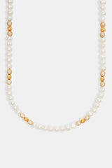 Baroque Freshwater Pearl Gold Ice Ball Necklace - Gold