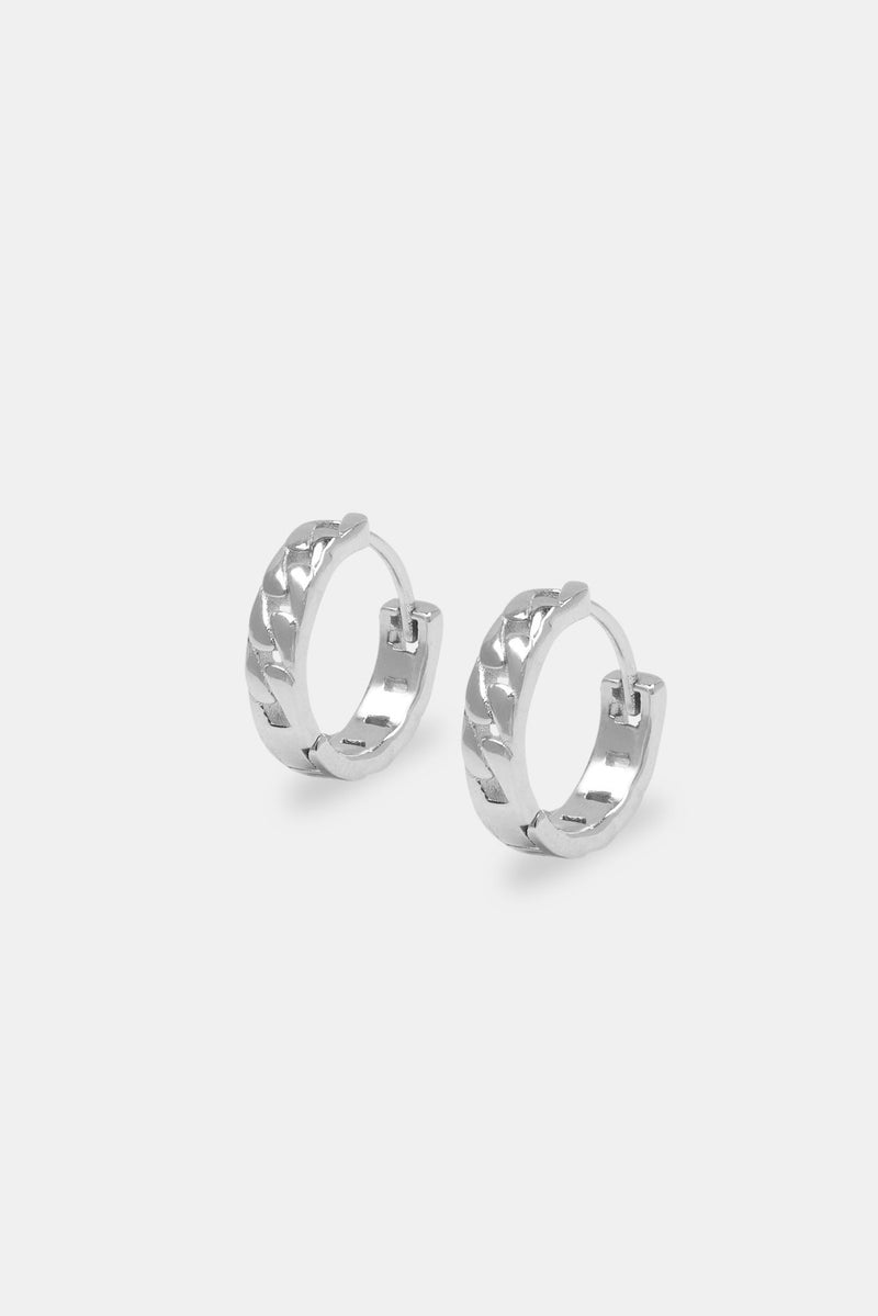 Polished Cuban Chain Huggie Earrings