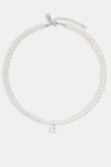 Freshwater Pearl Clear Gemstone Pendant Necklace