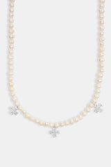 Freshwater Pearl Cross Drop Necklace - White