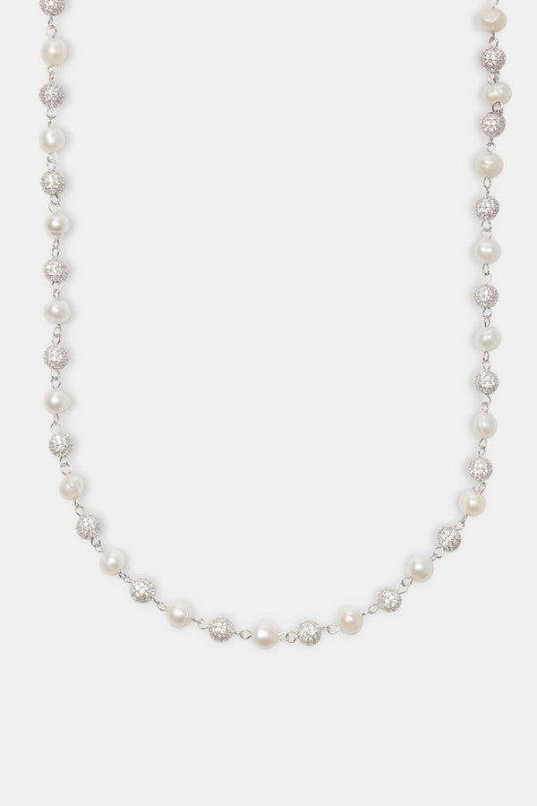 Freshwater Pearl & Ice Ball Necklace - White