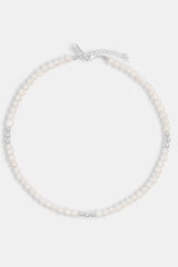 Baroque Freshwater Pearl Metallic Bead Necklace - White