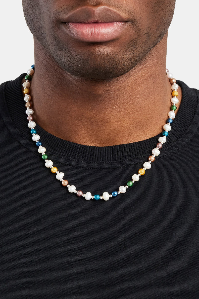 Freshwater Pearl & Multi Colour Bead Necklace