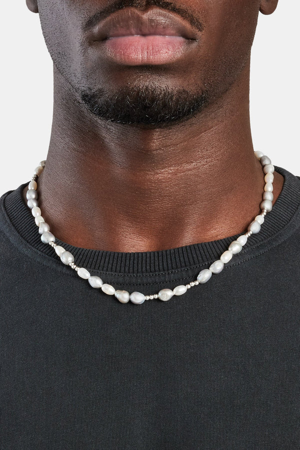 Metallic Freshwater Pearl Ice Ball Necklace