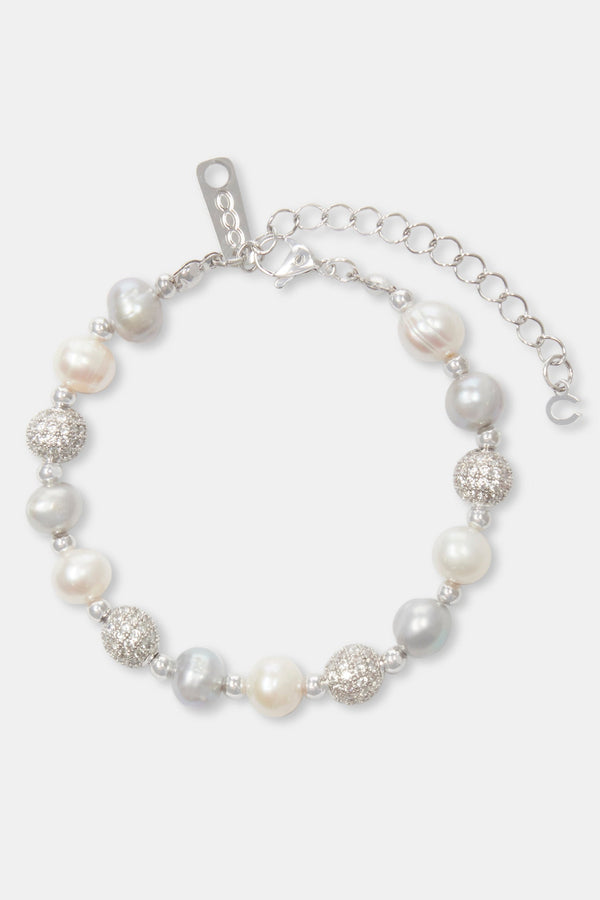 Freshwater Pearl Ice Ball Bracelet - White
