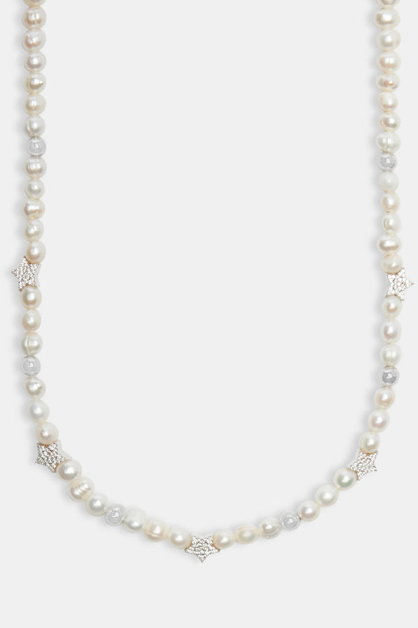 Iced Star Bead Freshwater Pearl Necklace