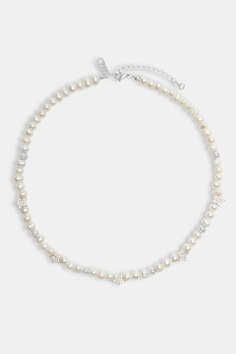 Iced Star Bead Freshwater Pearl Necklace