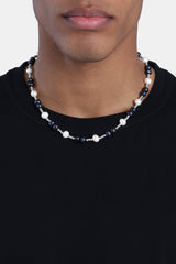 Oilslick Freshwater Pearl & Bead Necklace - White