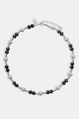 Oilslick Freshwater Pearl & Bead Necklace - White