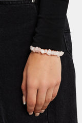 Rose Quartz Shard Bead Bracelet - White