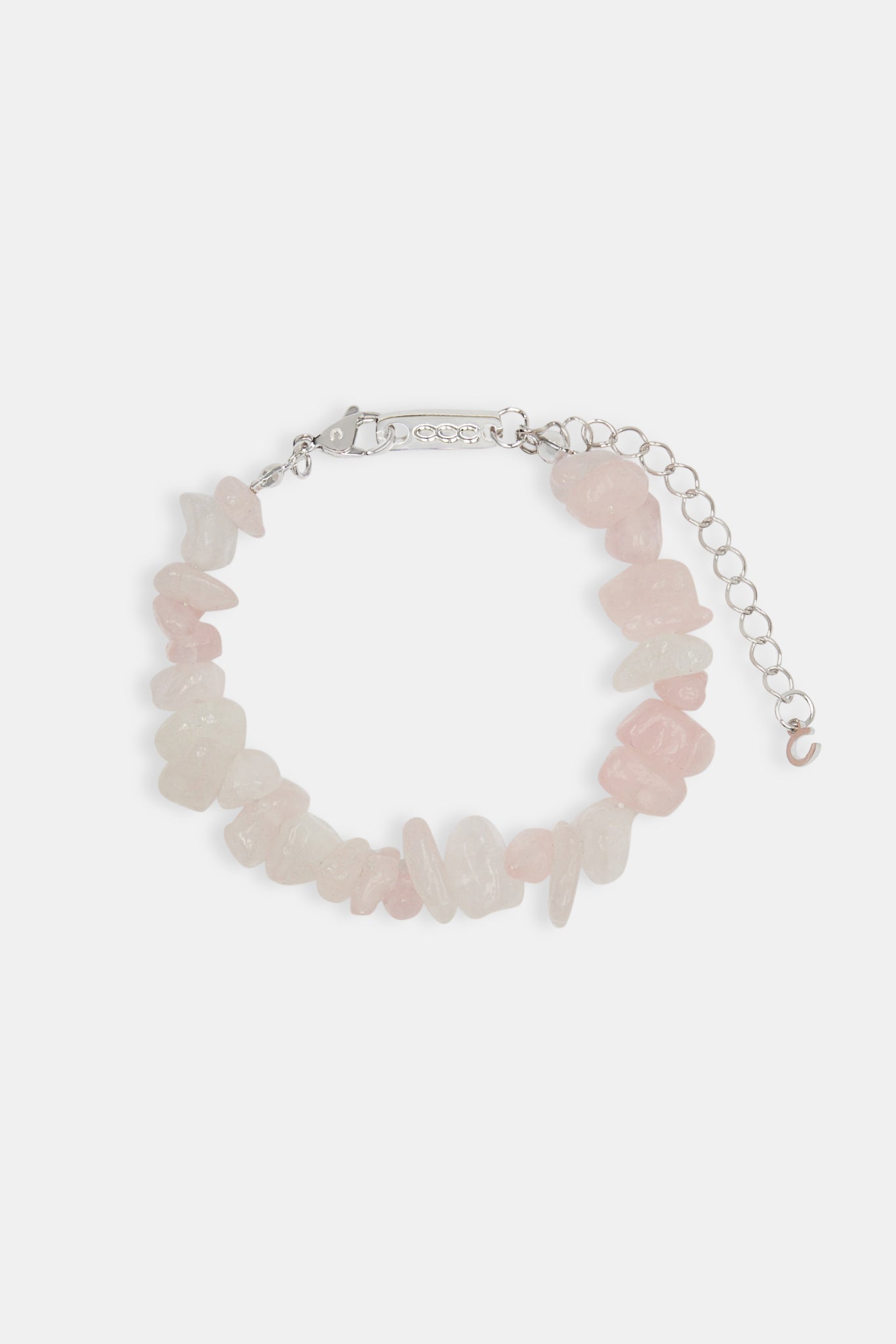 Rose Quartz Shard Bead Bracelet - White - 6mm