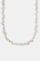 Rose Quartz Shard Bead Necklace - White