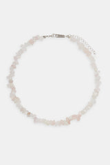 Rose Quartz Shard Bead Necklace - White