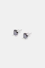 925 6mm Black CZ Round Stud Earrings