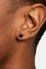 925 6mm Black CZ Round Stud Earrings