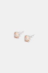 925 6mm Champagne CZ Round Stud Earrings