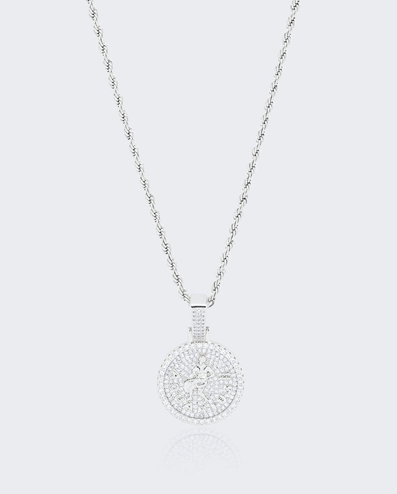 Aquarius Zodiac Pendant - White Gold - Cernucci