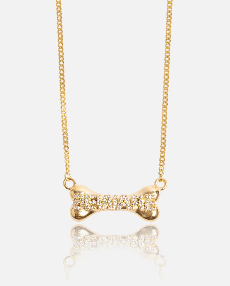 Beware Bone Necklace - Gold - Cernucci