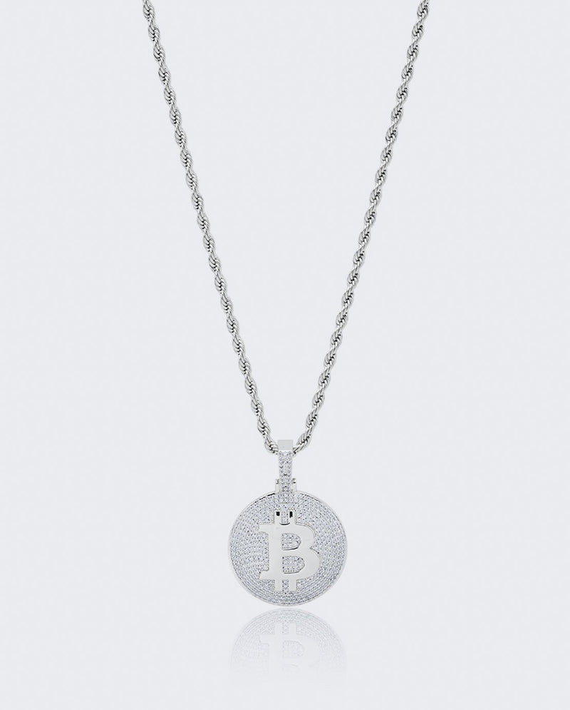 Bitcoin Pendant - White Gold - Cernucci