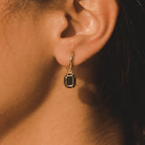 Emerald Cut Hoop Earrings - Black - Cernucci