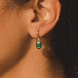 Emerald Cut Hoop Earrings - Green - Cernucci