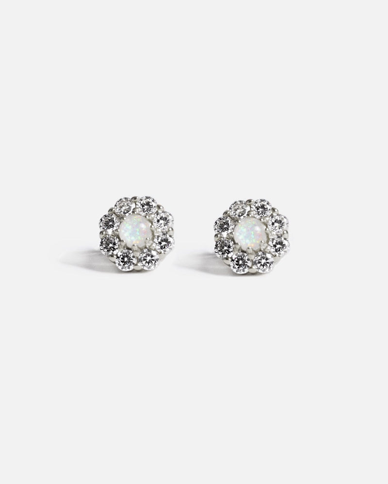 Flower Pearl Earrings - White Gold - Cernucci