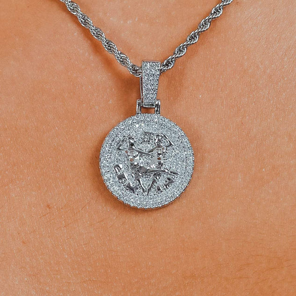 Gemini Zodiac Pendant - White Gold - Cernucci