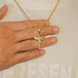 Iced Angel Gun Pendant - Gold - Cernucci