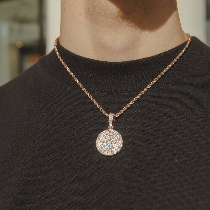 Iced Compass Pendant - Rose Gold - Cernucci