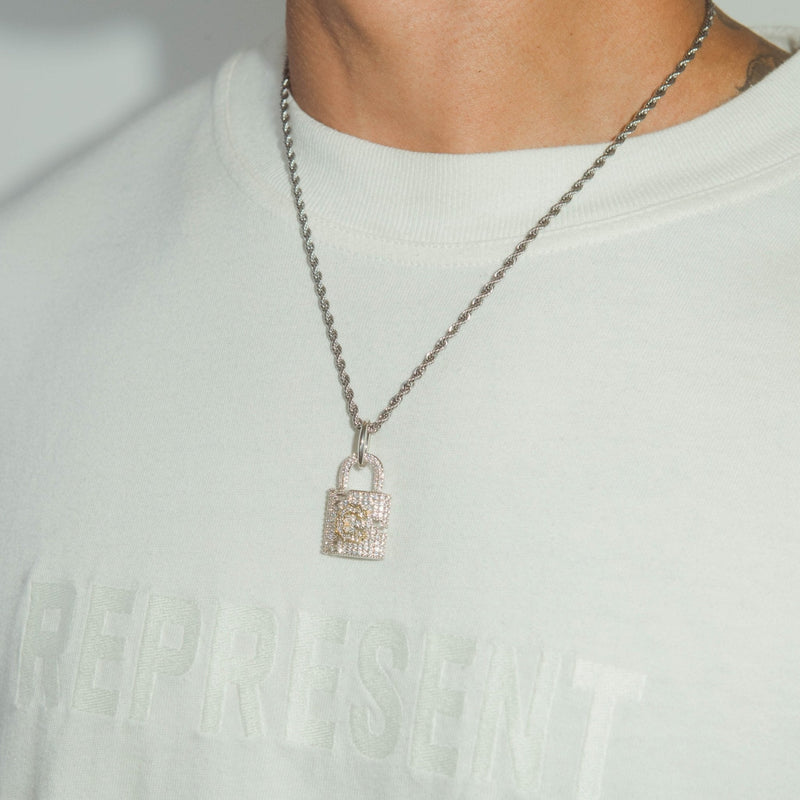 Iced Cracked Padlock Pendant - Cernucci