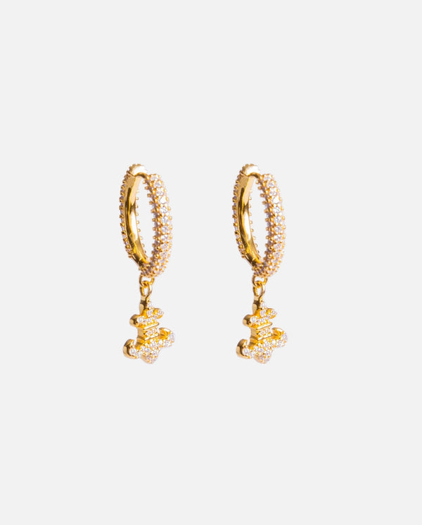 Iced Fleur Earrings - Gold - Cernucci