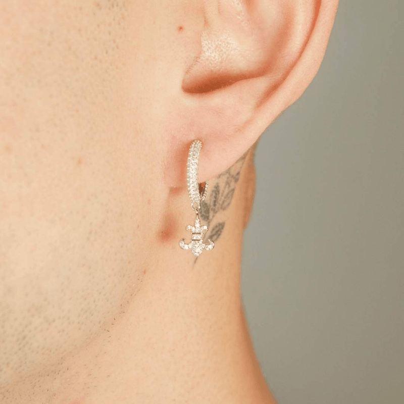 Iced Fleur Earrings - White Gold - Cernucci