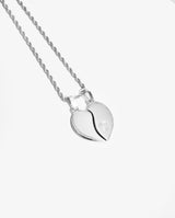 Iced Half Heart Pendants - White Gold - Cernucci