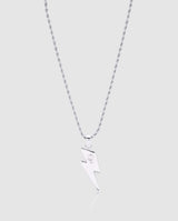 Iced Lightning Bolt Pendant - White Gold - Cernucci