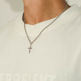 Iced Mini Cross Pendant - Purple - Cernucci