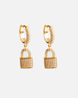 Iced Padlock Earrings - Gold - Cernucci