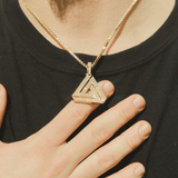 Iced Penrose Triangle Pendant - Gold - Cernucci