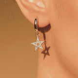 Iced Star Earrings - White Gold - Cernucci