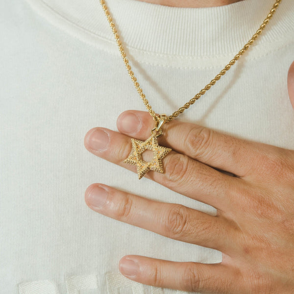 Iced Star Of David Pendant - Gold - Cernucci