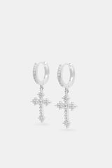 15mm Iced CZ Celtic Cross Drop Earrings