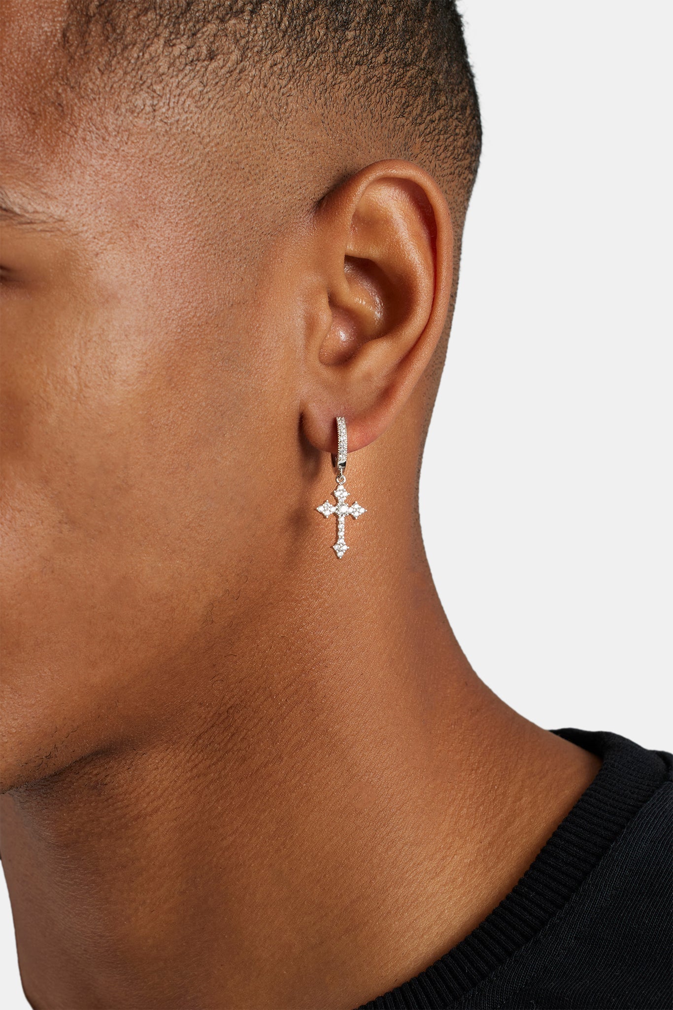 15mm Iced CZ Celtic Cross Drop Earrings | Mens Earrings | Shop