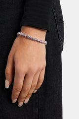 Pink & Clear Heart Tennis Bracelet - White